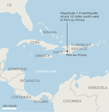 Location of the Haiti earthquake. A blogger said the four-storey Caribbean 