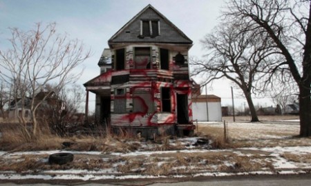 A vacant and blighted home on Detroit's east side