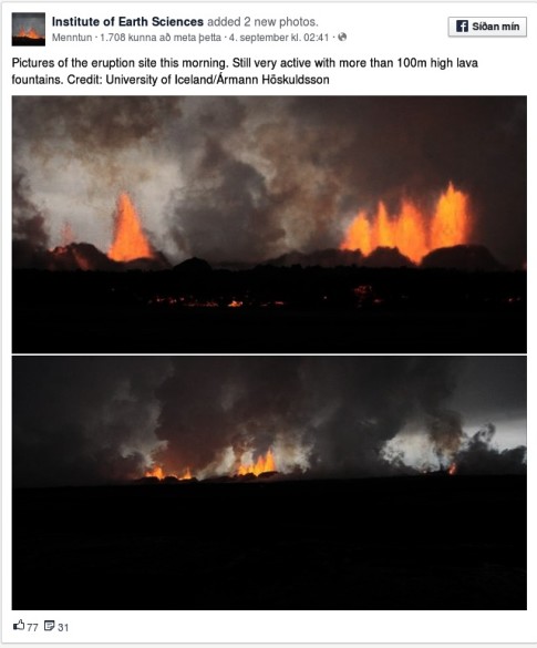 Iceland - The Holuhraun fissure eruption this morning-1
