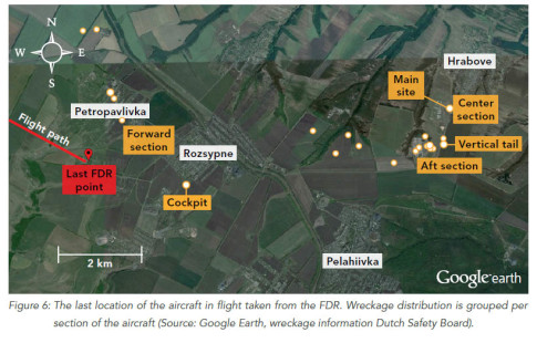 MH 17 wreckage map