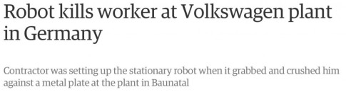 Robot kills a man at Volkswagen plant