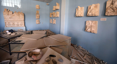 destruction at the museum of the ancient city of Palmyra