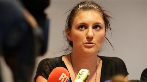 French policewoman Sandra Bertin gives a press conference on July 24, 2015, in Nice, southeastern France