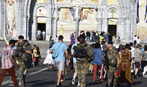 Security was increased at the holy Christian shrine Lourdes, France