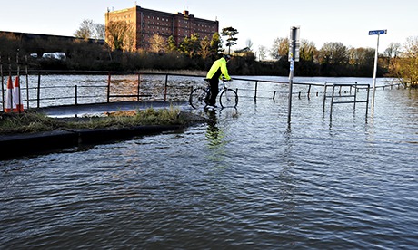 Flooding beside the River Avon in Bristol.
