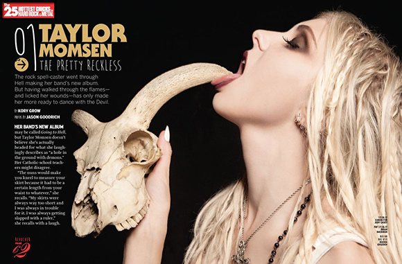 Taylor Momsen (formally from the show Gossip Girl) sucking on Baphomets horn