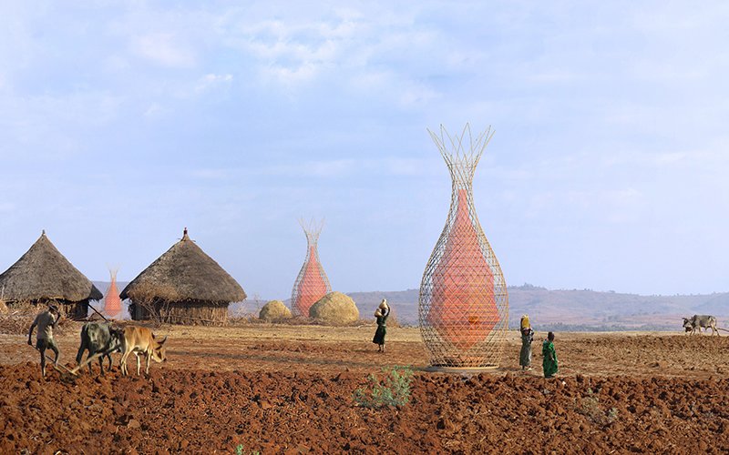 Warka Water towers are designed to take advantage of condensation