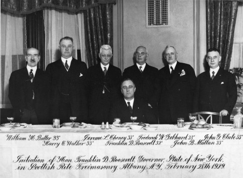 FDR at his induction into the Albany lodge on February 28, 1929 (while he was Governor of New York)