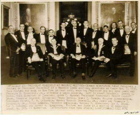 FDR at the initiation ceremony for James and Franklin, Jr. at the Architect Lodge in Manhattan on November 7, 1935.