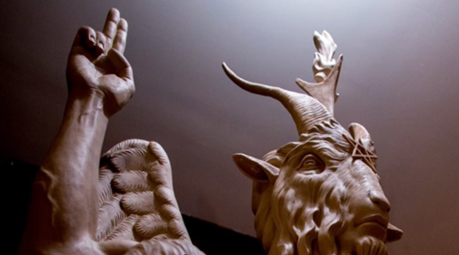 Satanic Temple unveils Baphomet statue, protesters say 'Satan has no p...
