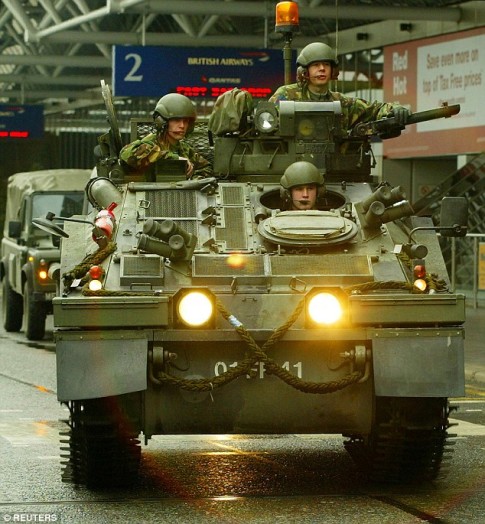 Tanks at Heathrow in 2003 amid reports of a terror plot against a passenger jet