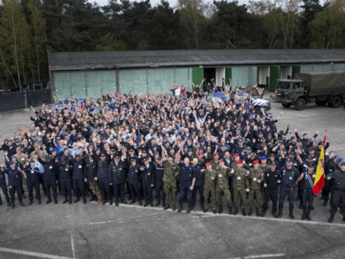 Around 600 members (pictured) of various European police and military forces have carried out a European Union (EU) funded training exercise, in preparation for major civil unrest and even war.