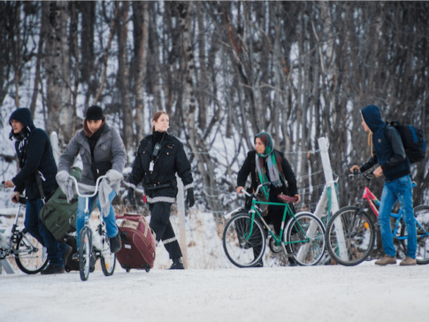 Bikes used by refugees to cross the border from Russia to Norway